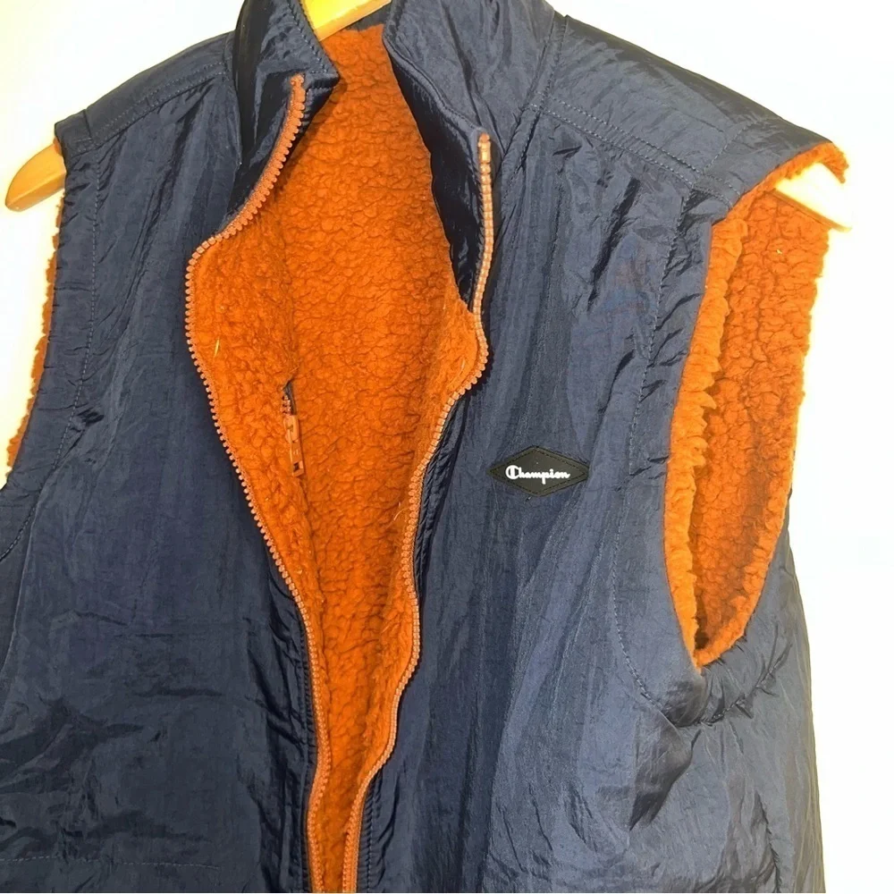 Champion AOP Reversible Deep High Pile Shearling Sherpa Vest Size Medium NWT